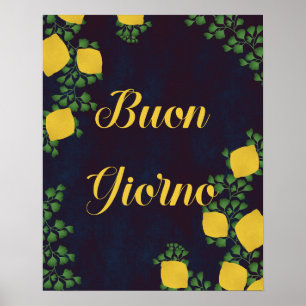Buon Giorno Lemon Floral Poster – Italian-Inspired