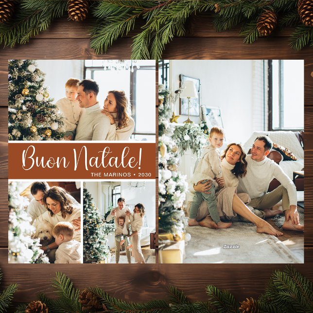 Buon Natale 4 Photo Flat Holiday Card (Creator Uploaded)