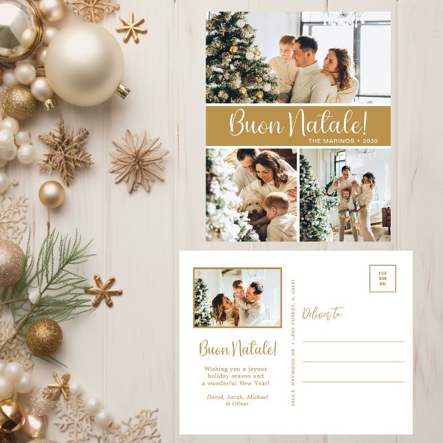 Buon Natale 4 Photo  Holiday Postcard (Creator Uploaded)