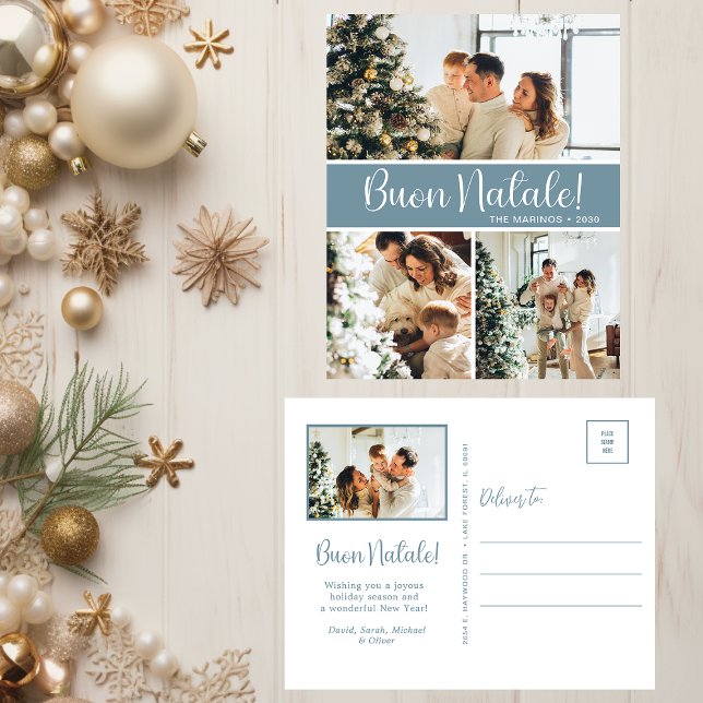 Buon Natale 4 Photo  Holiday Postcard (Creator Uploaded)