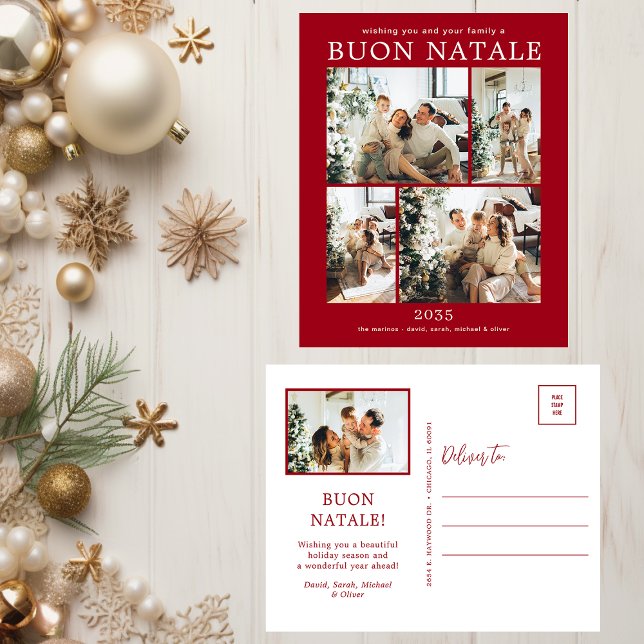 Buon Natale 5 Photo  Holiday Postcard (Creator Uploaded)