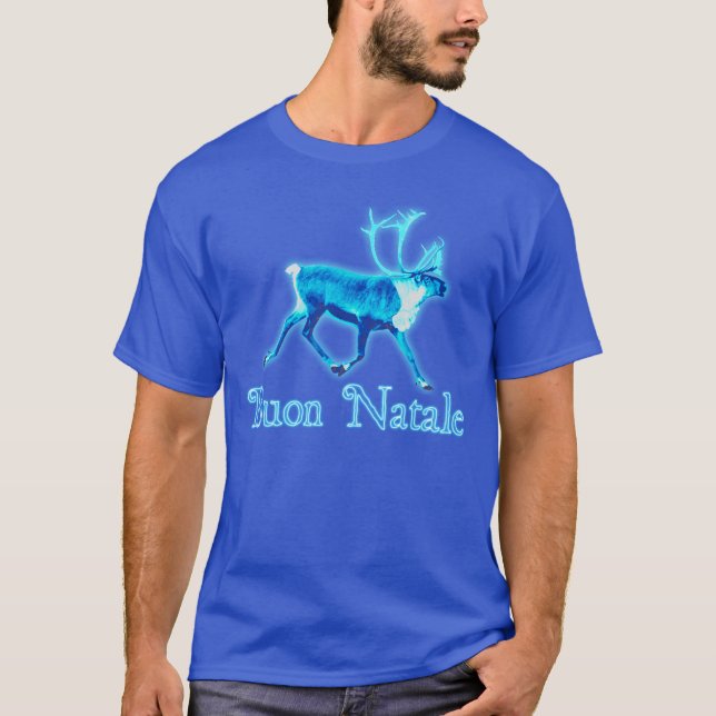 Buon Natale - Blue Caribou (Reindeer) T-Shirt (Front)