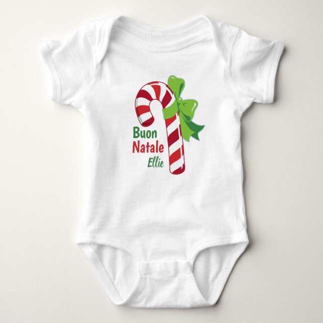 Buon Natale Candy Cane Babu Bodysuit (Front)