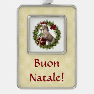 Buon Natale Christmas Donkey Framed Ornament