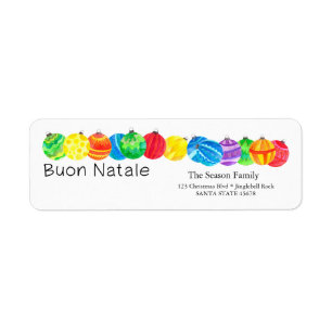Buon Natale Christmas handpainted watercolor Return Address Label