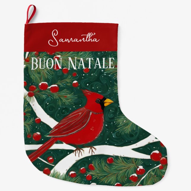 Buon Natale Christmas  Large Christmas Stocking (Front)
