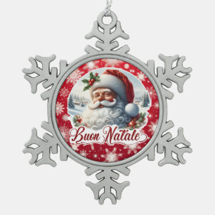 Buon Natale con Babbo Natale Snowflake Pewter Christmas Ornament