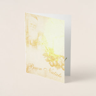 Buon Natale Felice Anno Nuovo Vintage Foil Card