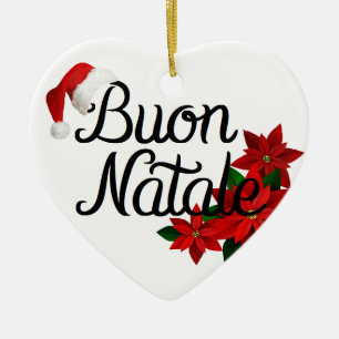 Buon Natale Heart Shape Ceramic Ornament
