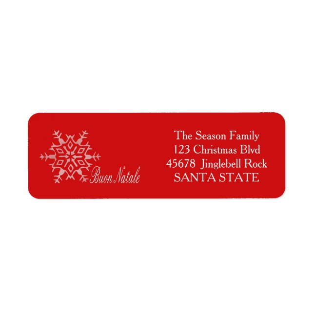 Buon Natale Holiday Address Label Return Address Label (Front)