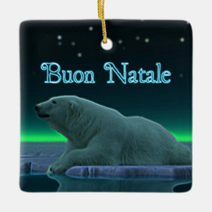 Buon Natale - Ice Edge Polar Bear Ceramic Ornament