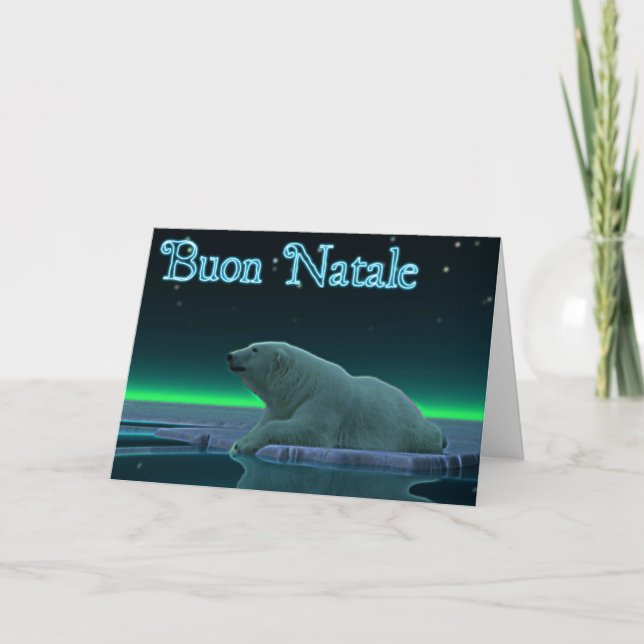Buon Natale - Ice Edge Polar Bear Holiday Card (Front)
