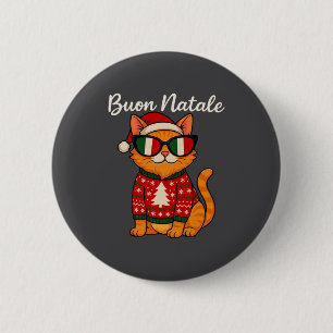 Buon Natale Italian Cat Christmas, Italy Pride Hol 6 Cm Round Badge
