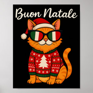 Buon Natale Italian Cat Christmas, Italy Pride Hol Poster