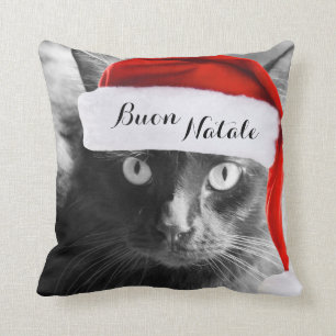 Buon Natale, Italian Cat Christmas Pillow
