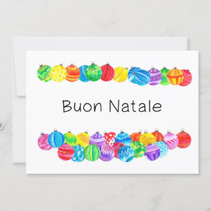 Buon Natale Italian Christmas baubles, watercolor Invitation