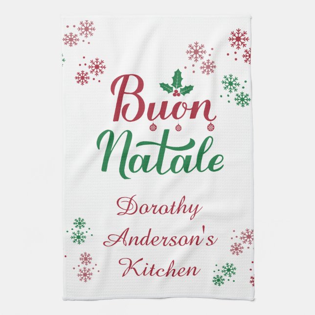Buon Natale Italian Christmas Kitchen Tea Towel (Vertical)