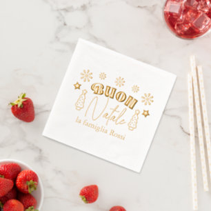 Buon Natale Italian Christmas Party Custom Foil Napkins