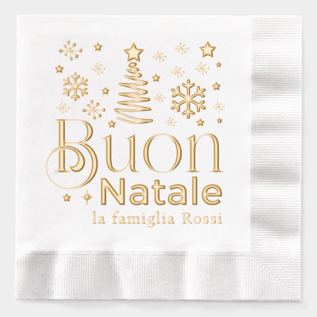 Buon Natale Italian Christmas Party Custom Foil Napkins (Front)