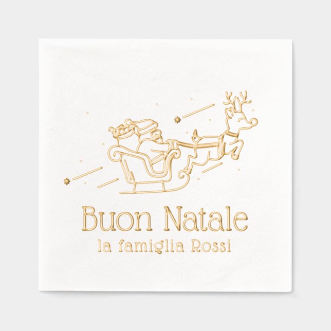 Buon Natale Italian Christmas Party Santa Foil Napkins (Front)