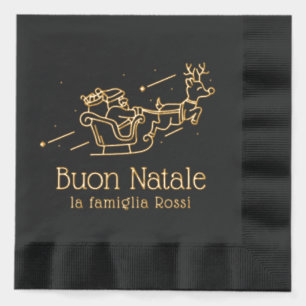Buon Natale Italian Christmas Party Santa Foil Napkins