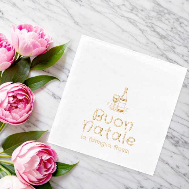 Buon Natale Italian Christmas Personalised Foil Napkins (Insitu (Wedding))