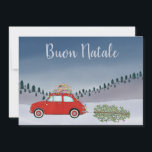Buon Natale Italian  Christmas Red Fiat 500  Holiday Card<br><div class="desc">Buon Natale Italian Christmas Card Classic Itaian Fiat 500 car on a snowy background, handpainted watercolor. Merry Christmas! Surprise your nearest and dearest, your friends, co-workers, neighbours or even your boss with a special card. Many different designs available: from a modern collage photography card, mixing ornaments and winter landscapes, a...</div>