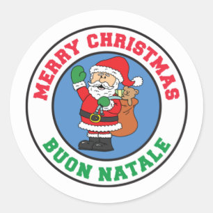 Buon Natale Italian Christmas Santa Classic Round Sticker
