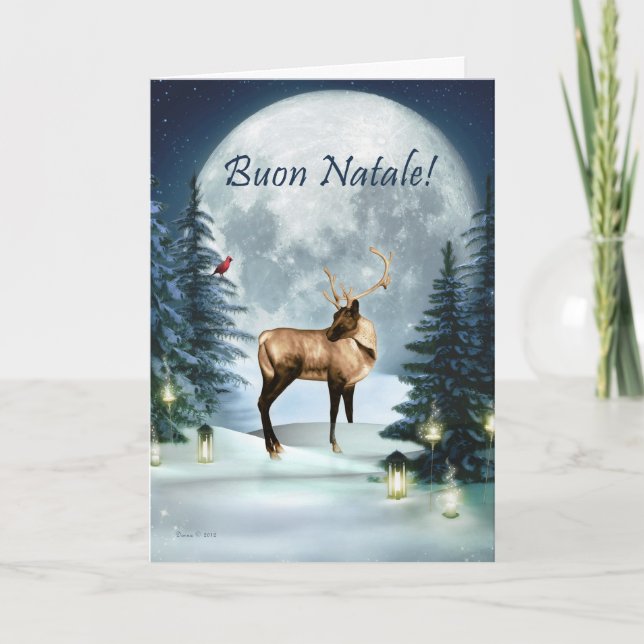 Buon Natale - Italian Christmas Winter Deer Card (Front)