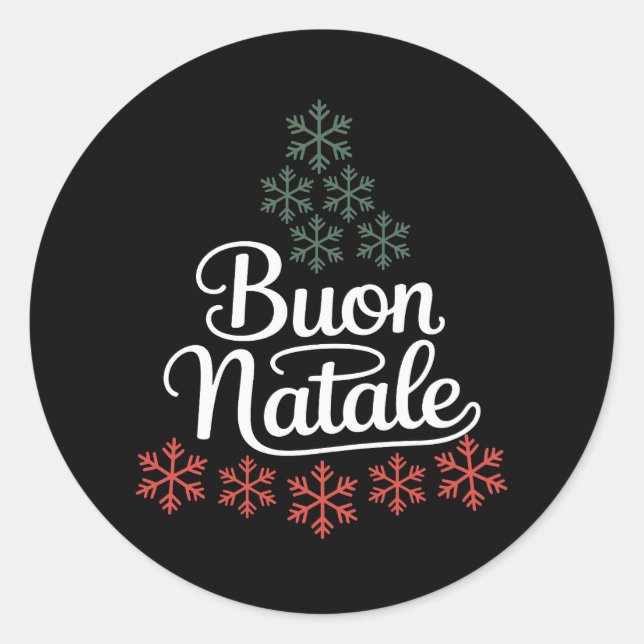 Buon Natale Italian Family Christmas Tree Holiday Classic Round Sticker (Front)
