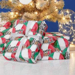 Buon Natale Italian Flag Ornaments Wrapping Paper