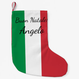 Buon Natale Italian flag personalised name Holiday Small Christmas Stocking