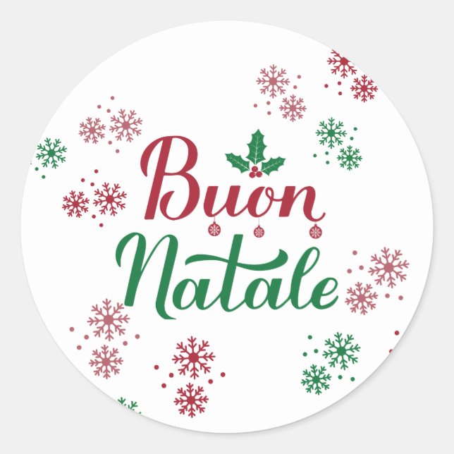 Buon Natale Italian Merry Christmas Classic Round Sticker (Front)