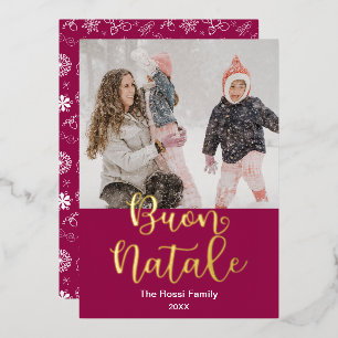 Buon Natale, Italian Merry Christmas Elegant Foil Holiday Card