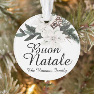 Buon Natale Italian Merry Christmas Floral Ornament