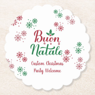 Buon Natale Italian Merry Christmas Paper Coaster