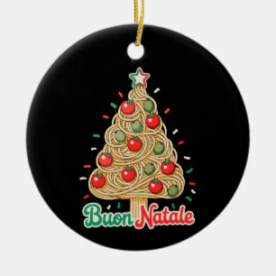 Buon Natale Italian Pasta Christmas Tree Xmas Ceramic Ornament