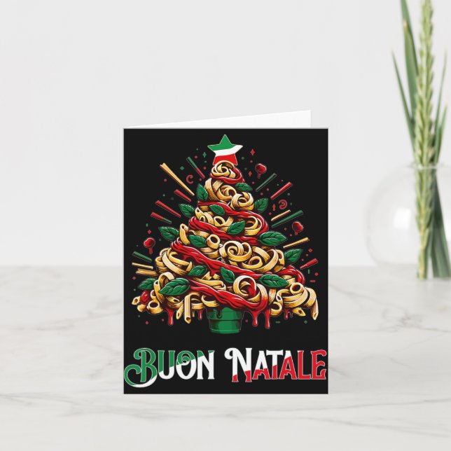 Buon natale italian pasta christmas tree xmas for  card (Front)