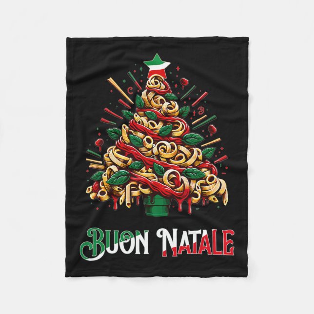Buon natale italian pasta christmas tree xmas for  fleece blanket (Front)