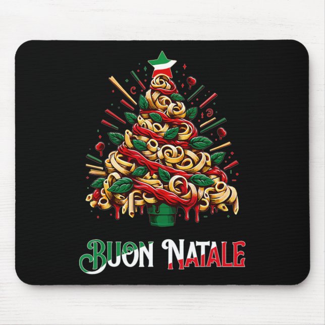 Buon natale italian pasta christmas tree xmas for  mouse pad (Front)