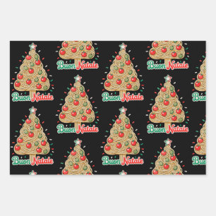 Buon Natale Italian Pasta Christmas Tree Xmas Wrapping Paper Sheet