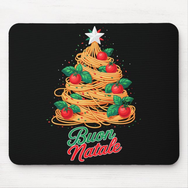 Buon Natale Italian Pasta Spaghetti Funny Christma Mouse Pad (Front)