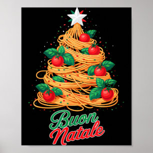 Buon Natale Italian Pasta Spaghetti Funny Christma Poster