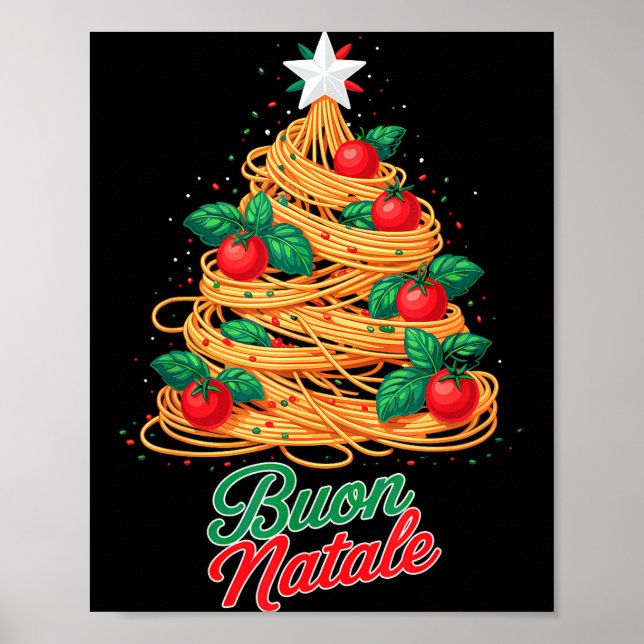Buon Natale Italian Pasta Spaghetti Funny Christma Poster (Front)