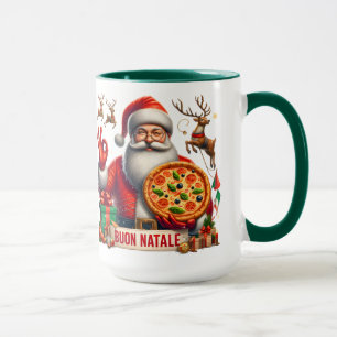 Buon Natale Italian Santa with Pizza & Reindeer  Mug