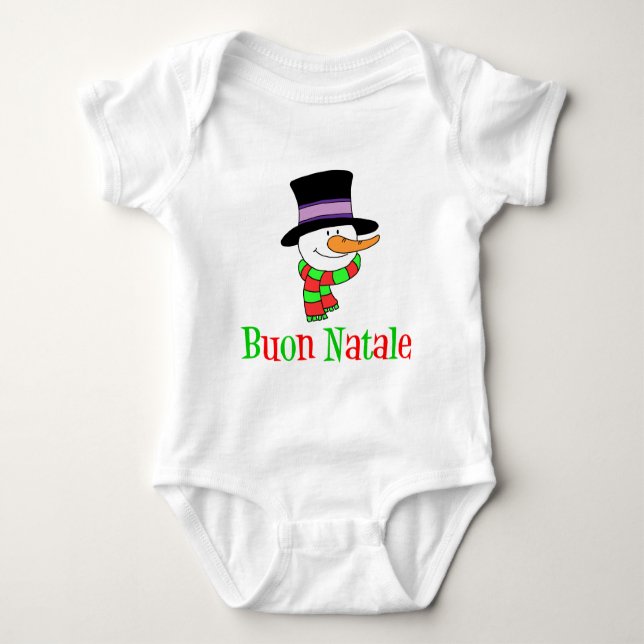 Buon Natale Italian Snowman Kids Baby Bodysuit (Front)