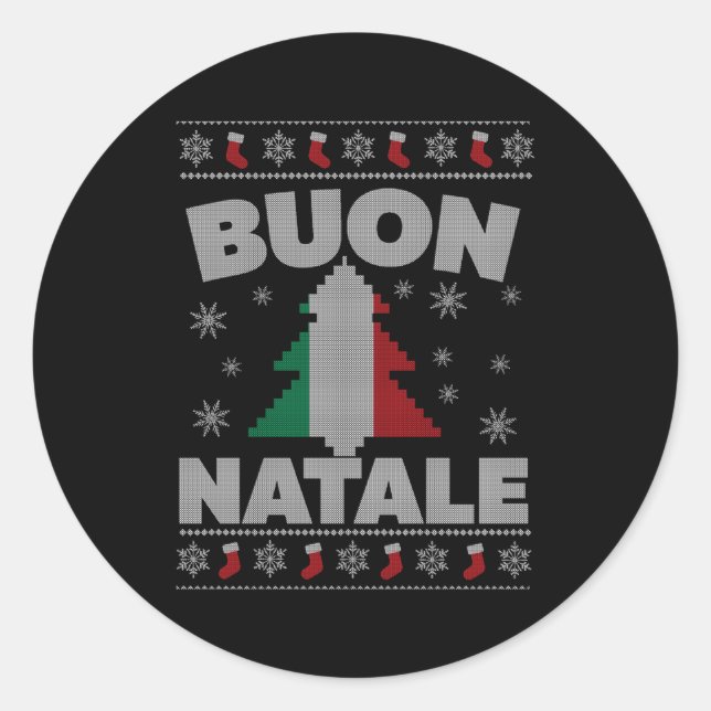 Buon Natale Italian Ugly For And Classic Round Sticker (Front)