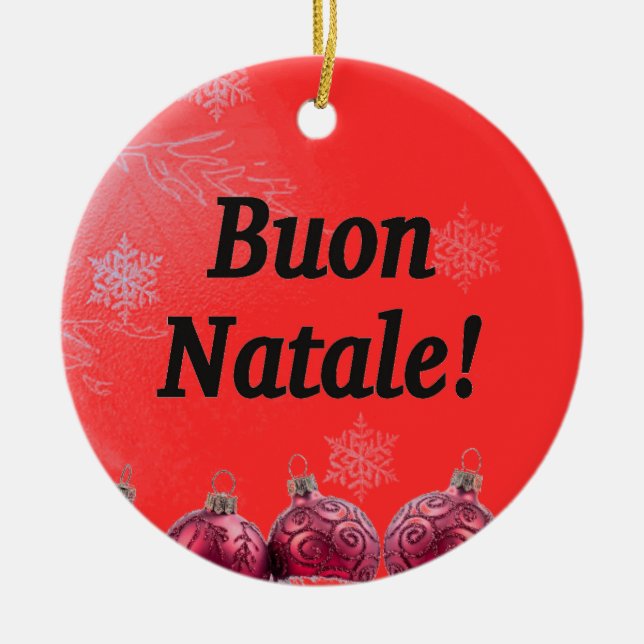 Buon Natale! Merry Christmas in Italian bf Ceramic Tree Decoration (Front)