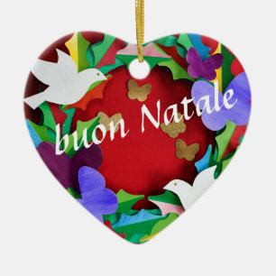 buon Natale /Merry Christmas in Italian Ceramic Ornament