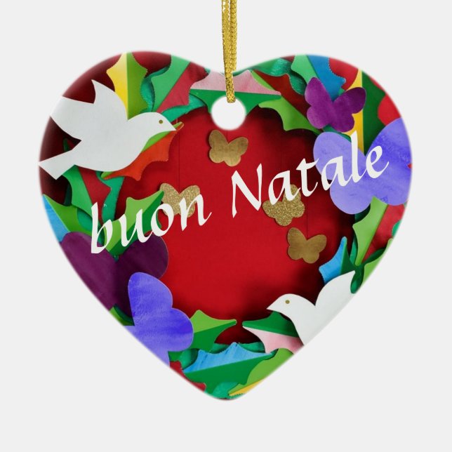buon Natale /Merry Christmas in Italian Ceramic Ornament (Front)